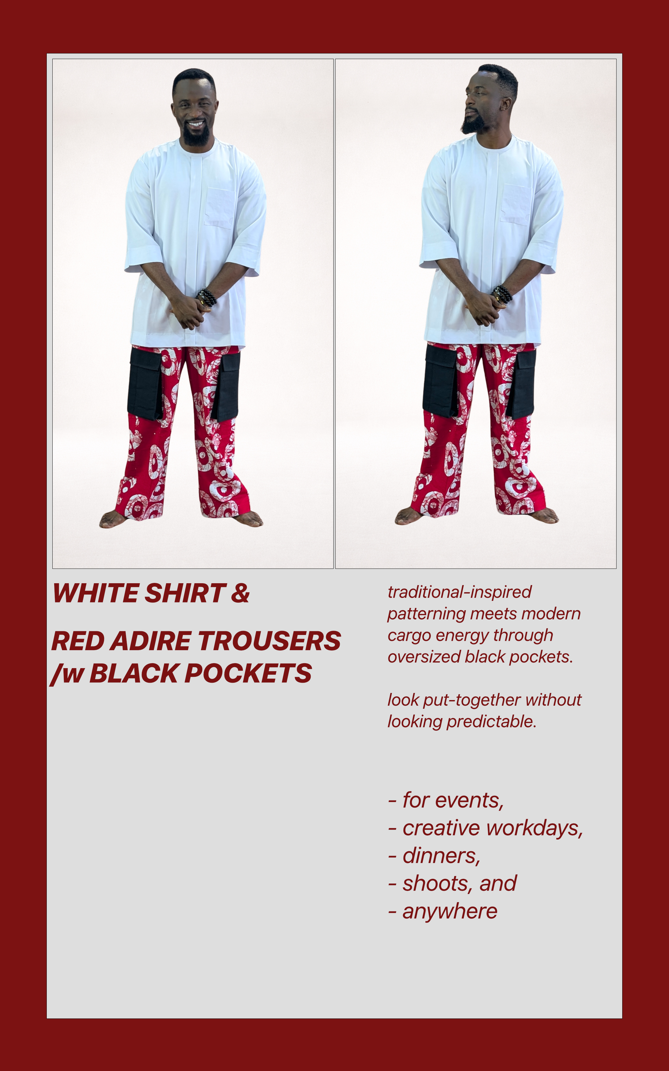 Sterling Red Adire Trousers - Feb.26 Valentines Collection - page 2