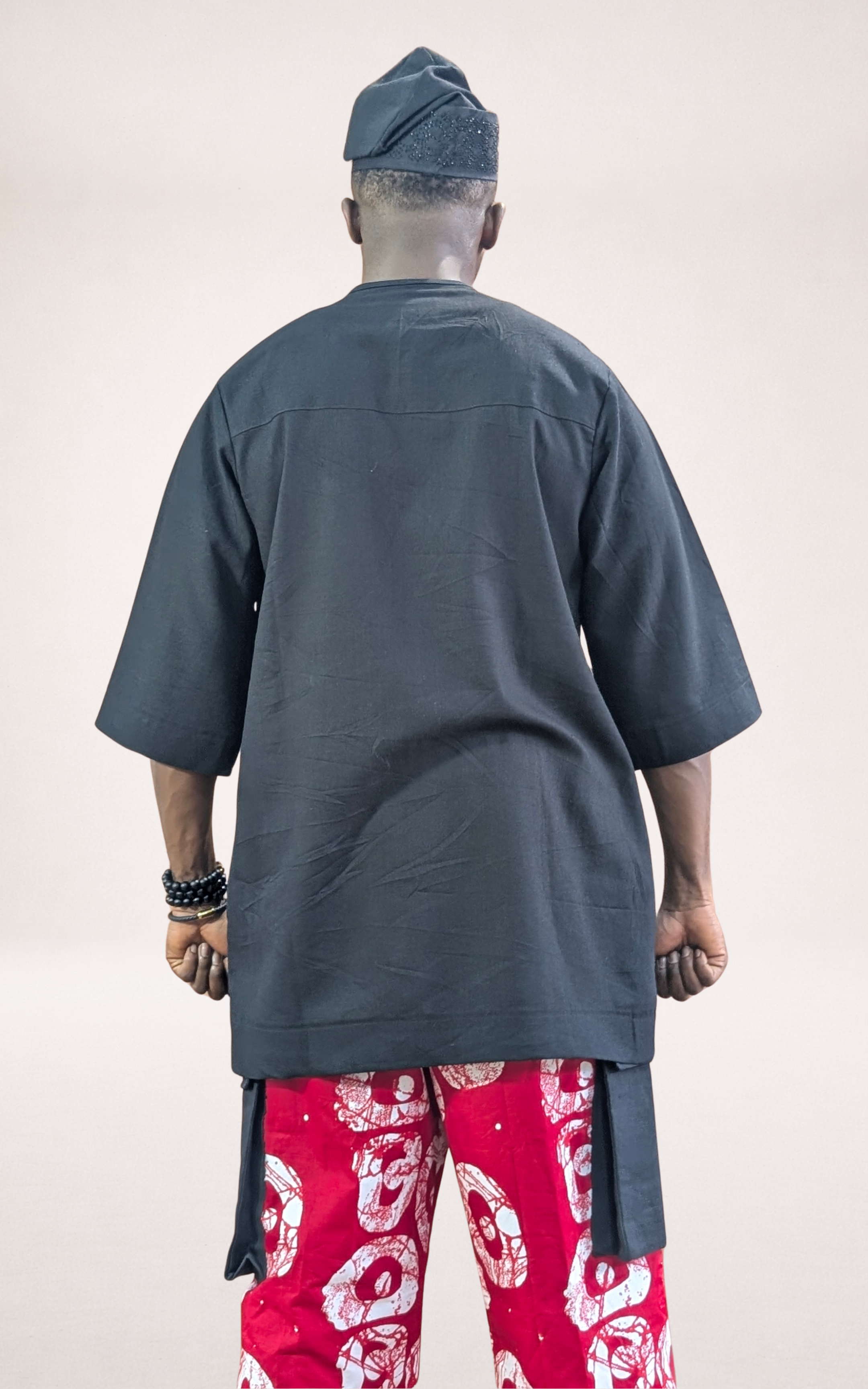 Red Adire Trousers, Black Native Shirt and Black Cap - page 3