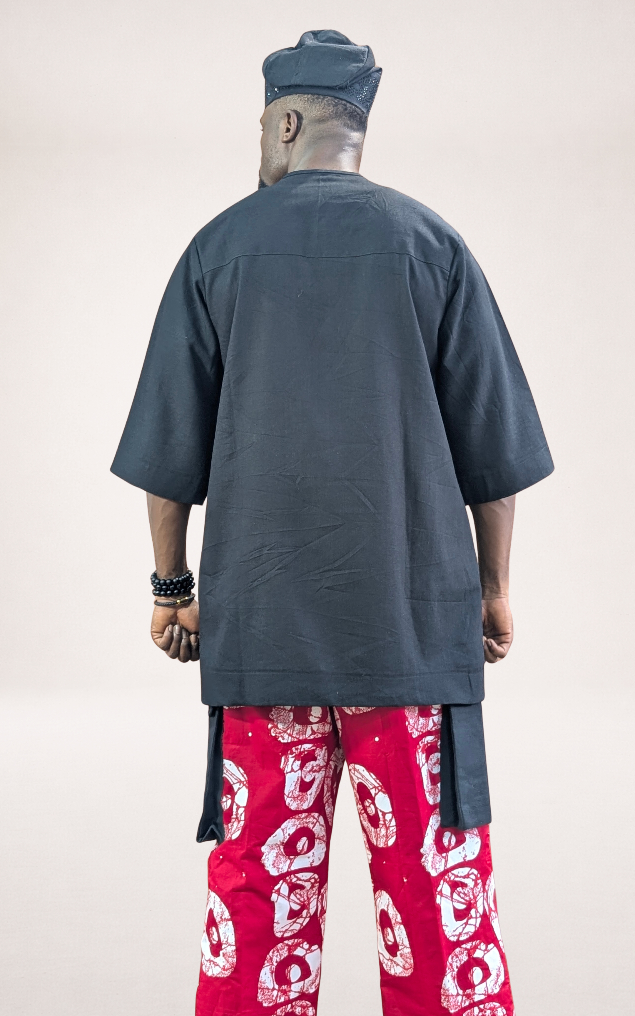 Red Adire Trousers, Black Native Shirt and Black Cap - page 5