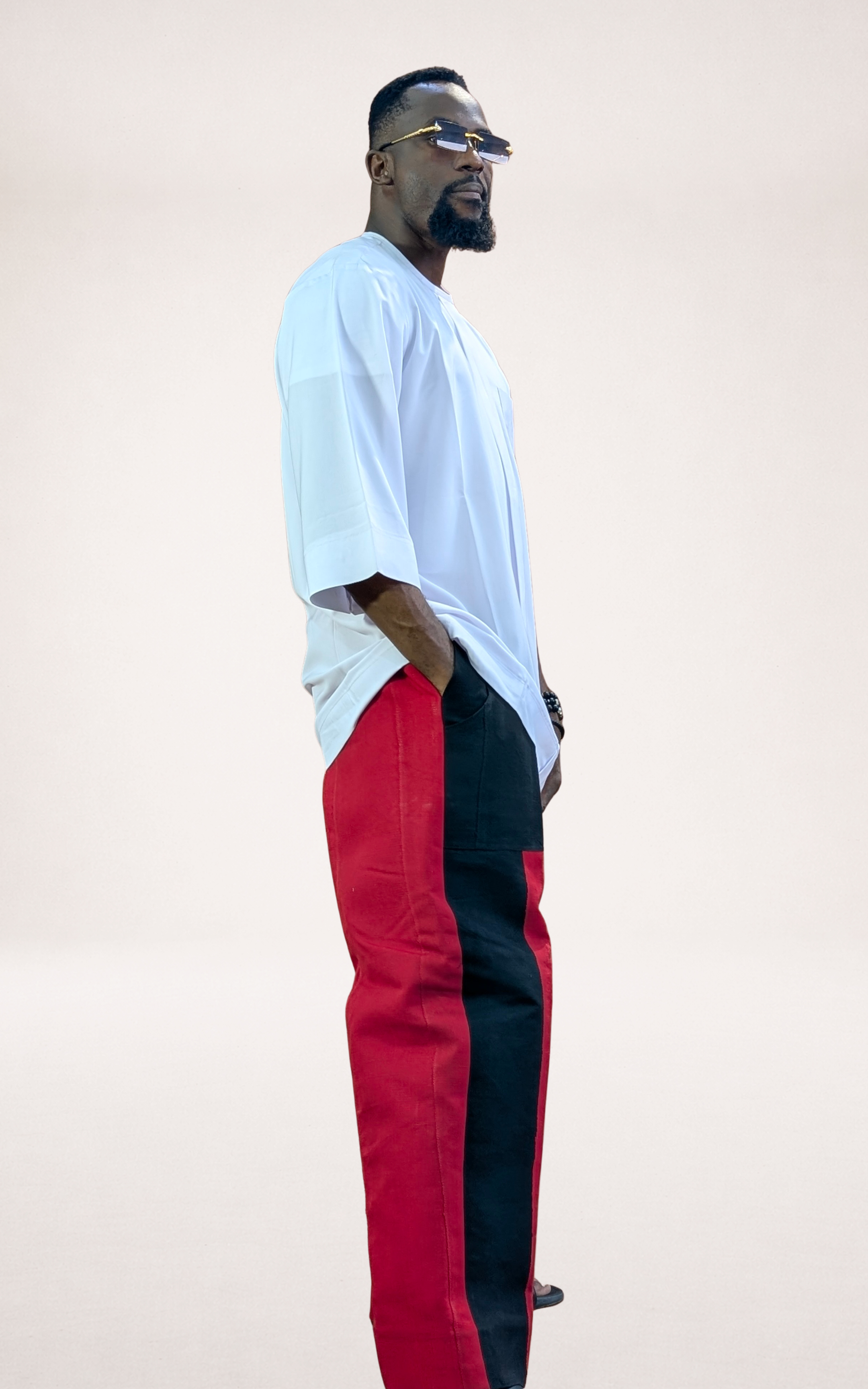 Black/Red Aso-oke Trouser and White Native Shirt - page 2