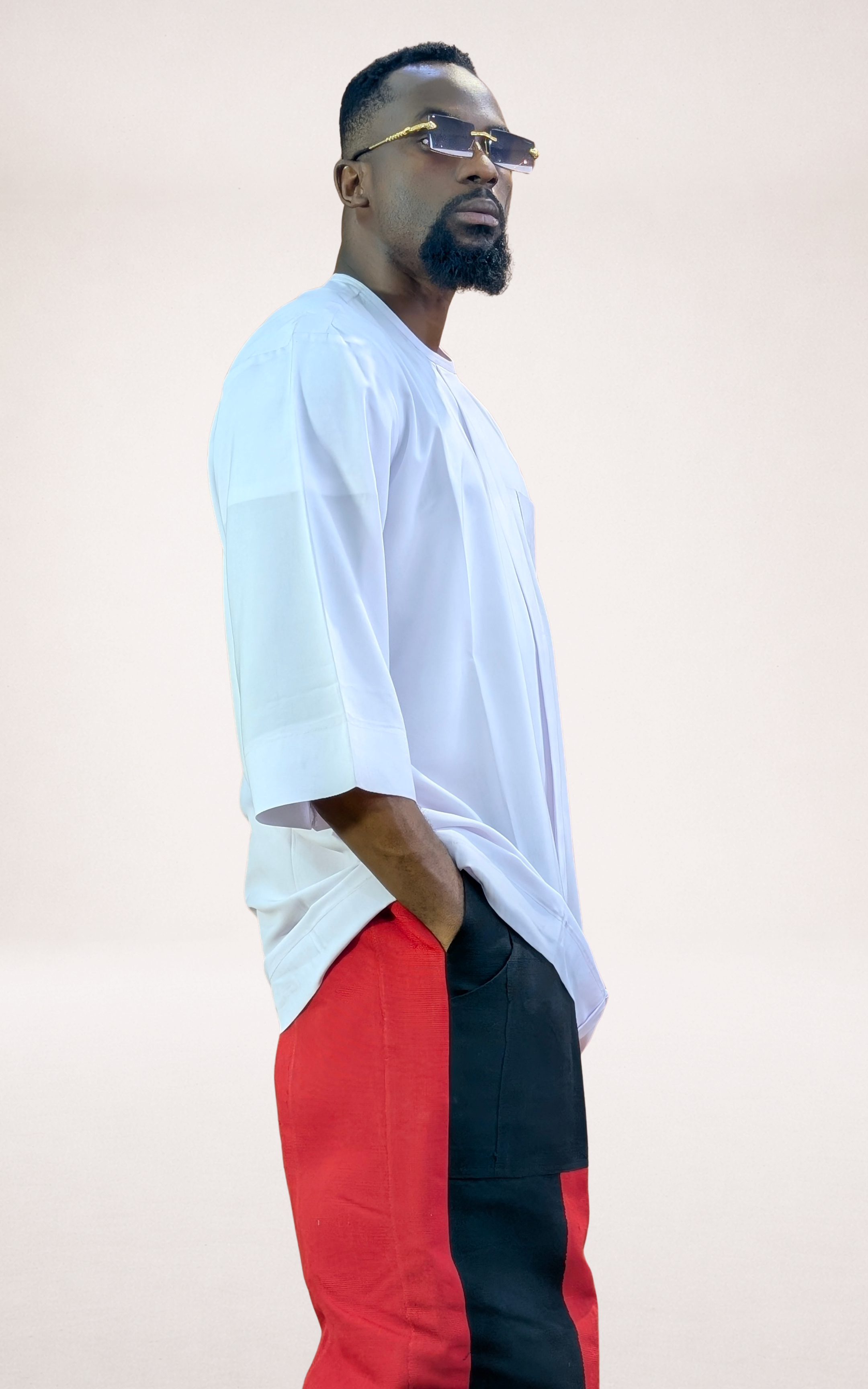 Black/Red Aso-oke Trouser and White Native Shirt - page 5