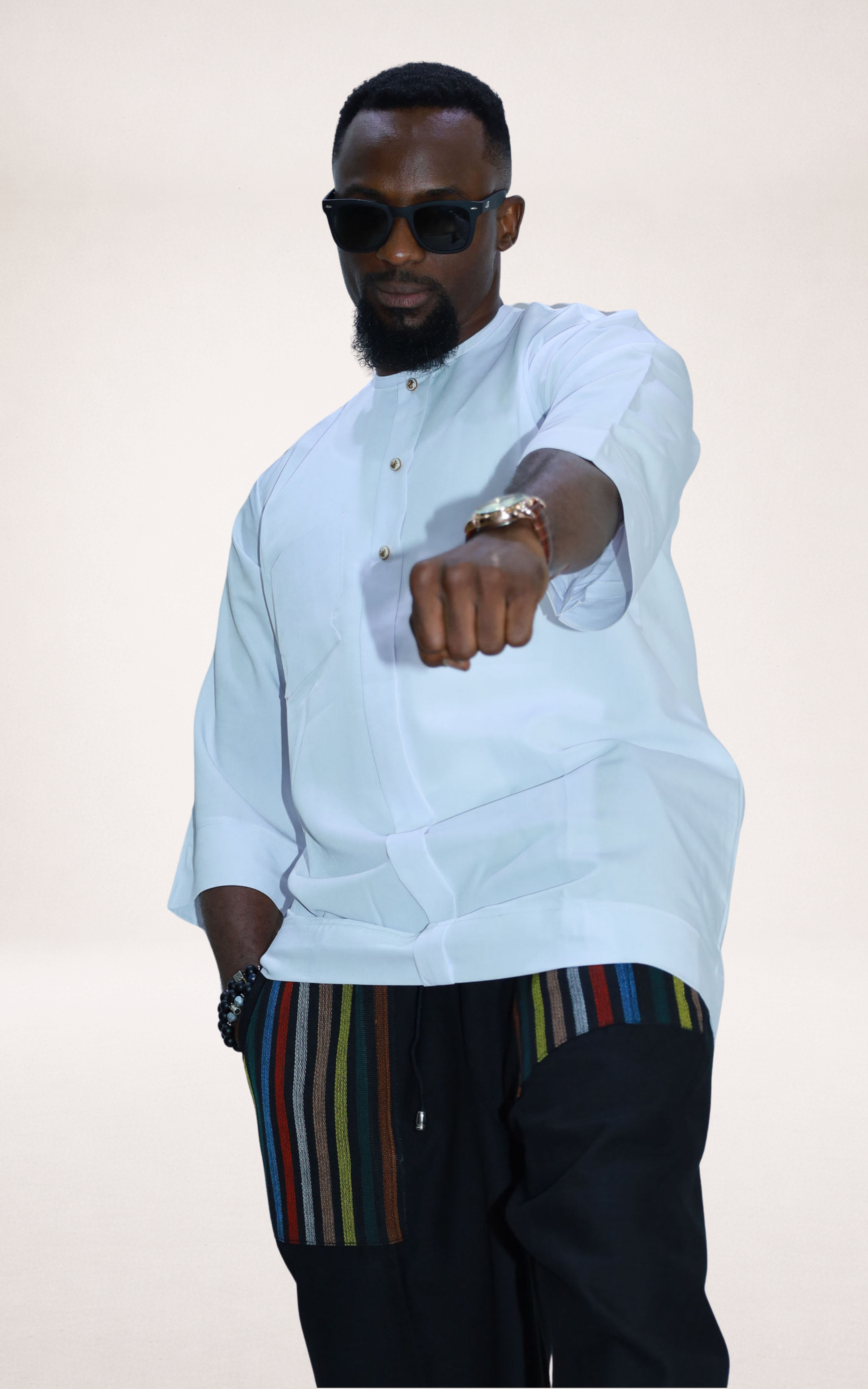 Black Adire Trousers With Striped Colored Pockets - page 4