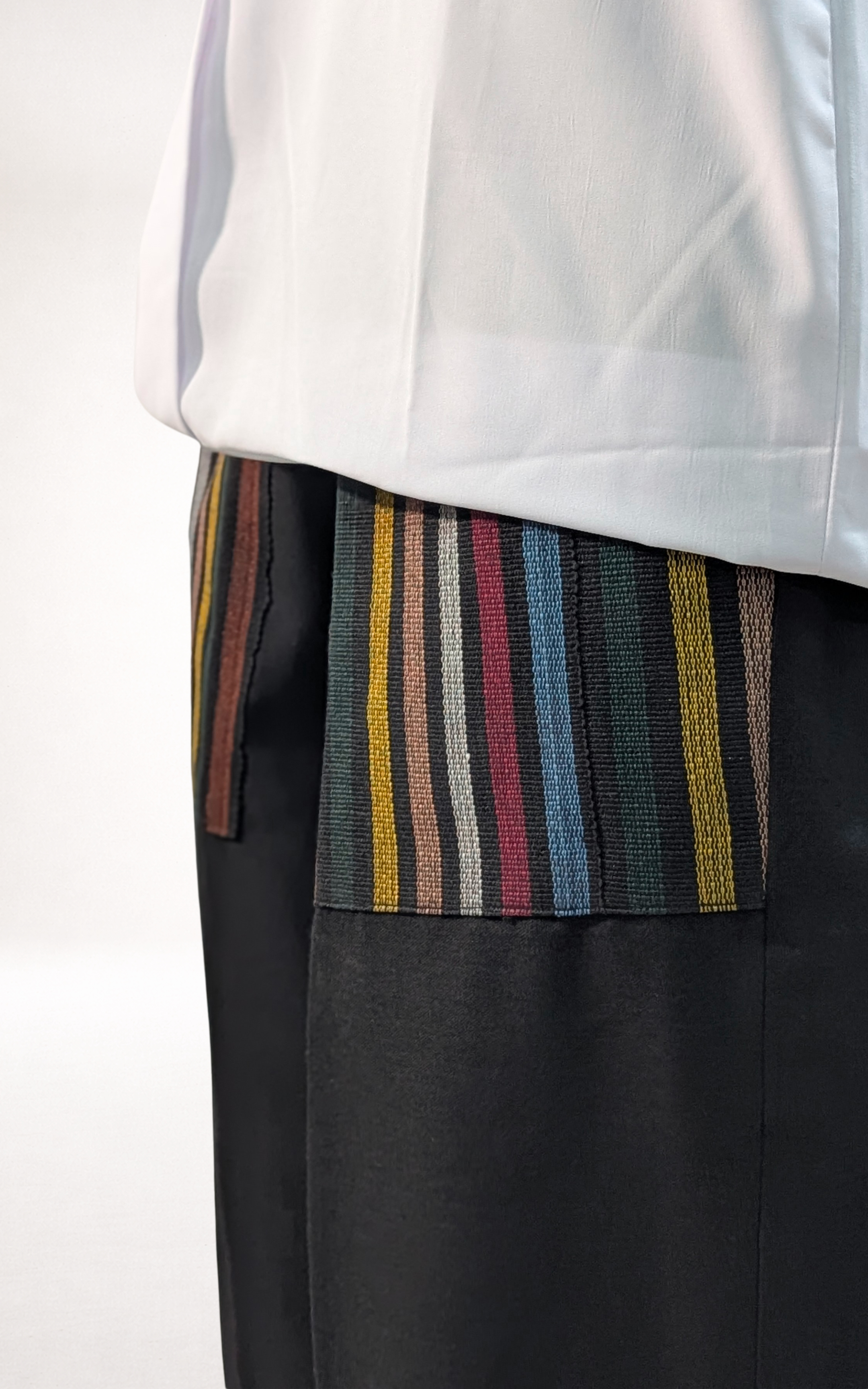 Black Adire Trousers With Striped Colored Pockets - page 5
