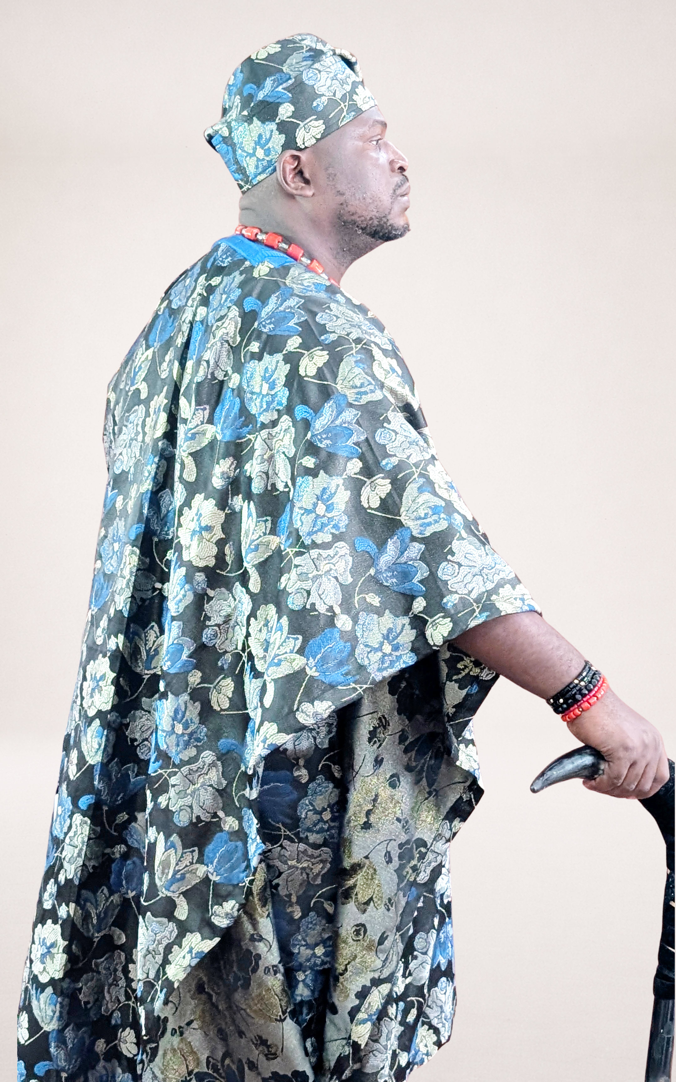 Blue Yoruba Agbada with Flower Patterns - page 6