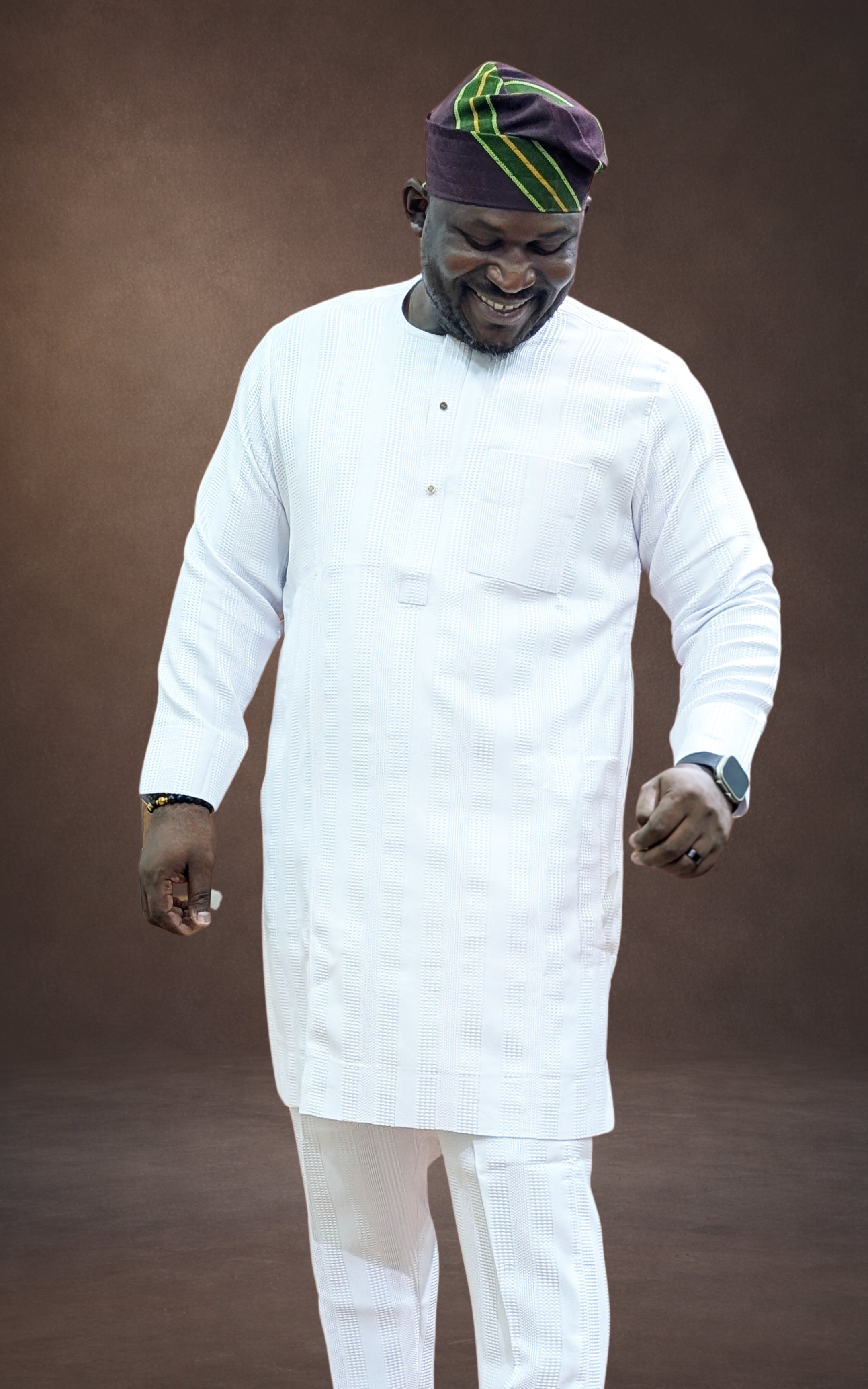 White Textured Kaftan Set - page 4