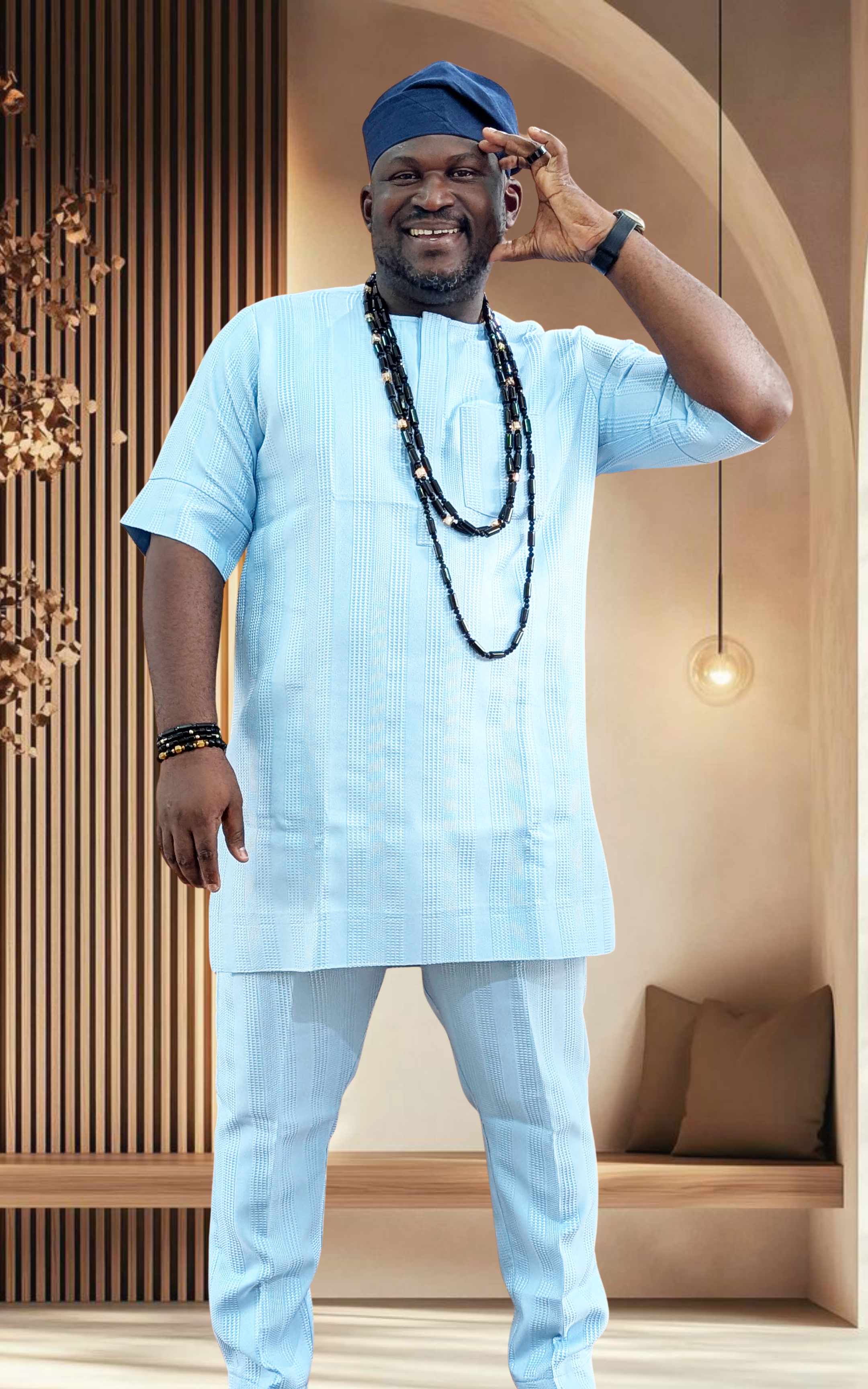Sky Blue Embroidered Agbada Set - page 5