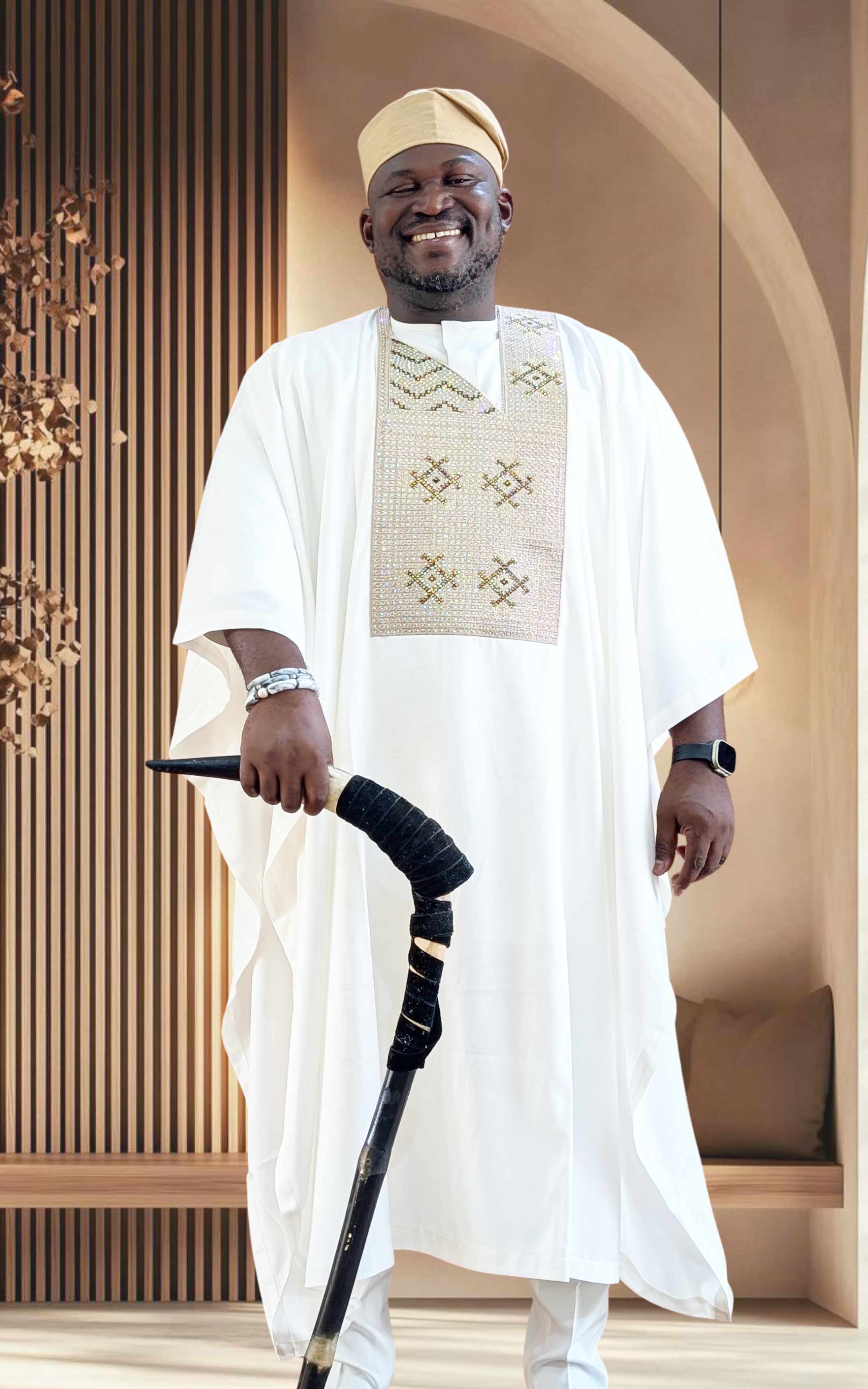 White/Gold Embroidered Agbada Set - page 2