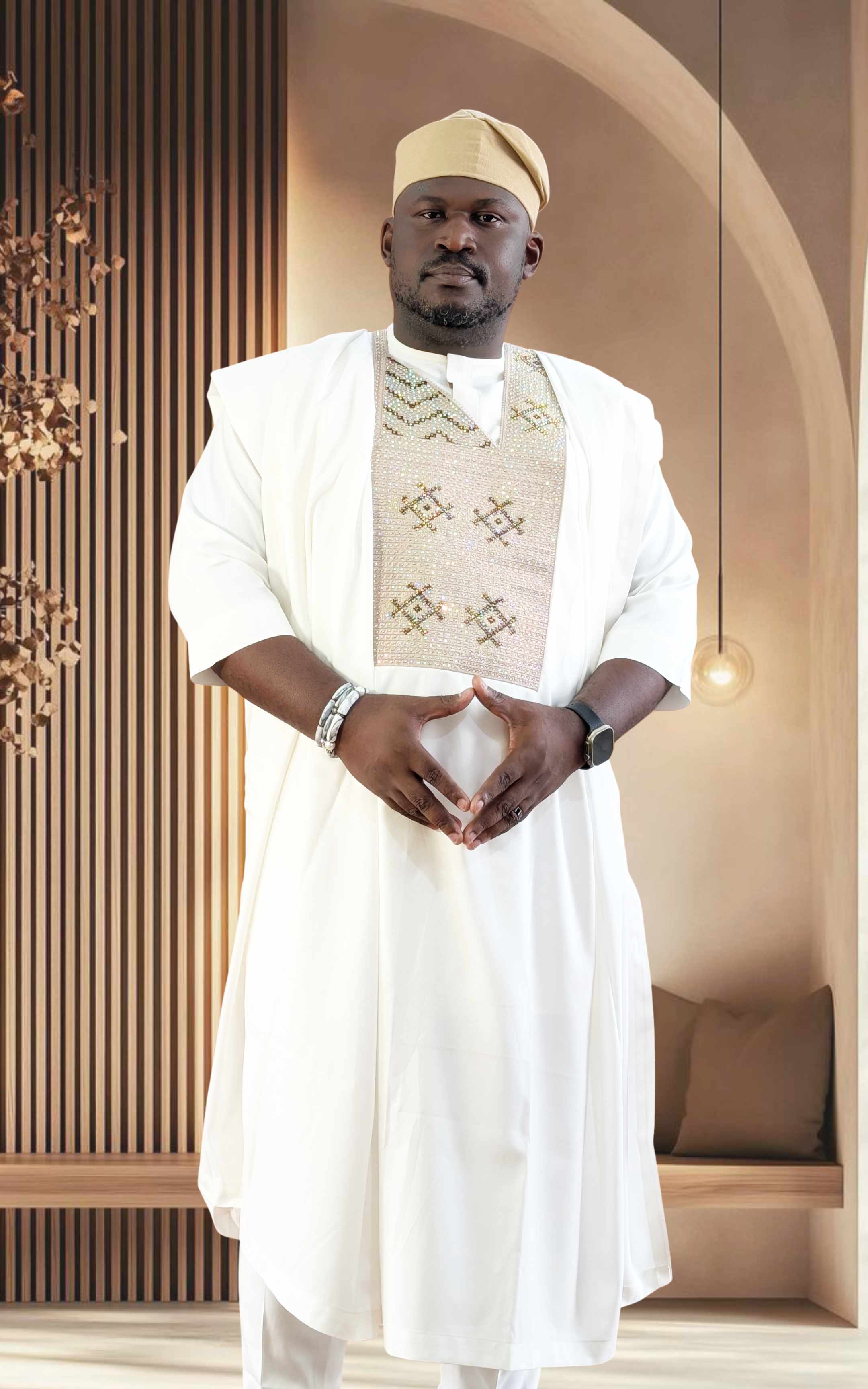 White/Gold Embroidered Agbada Set - page 4