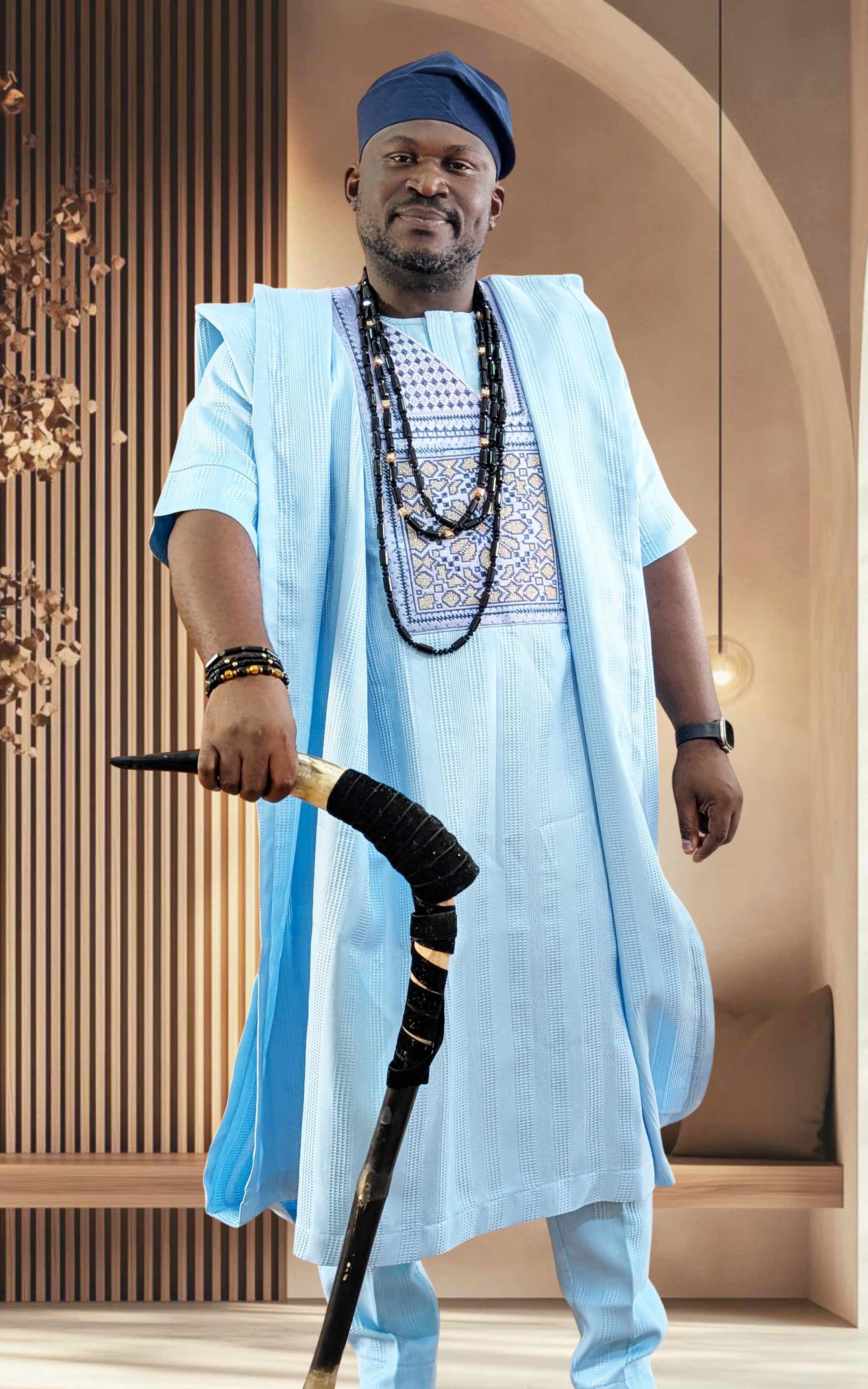 Sky Blue Embroidered Agbada Set